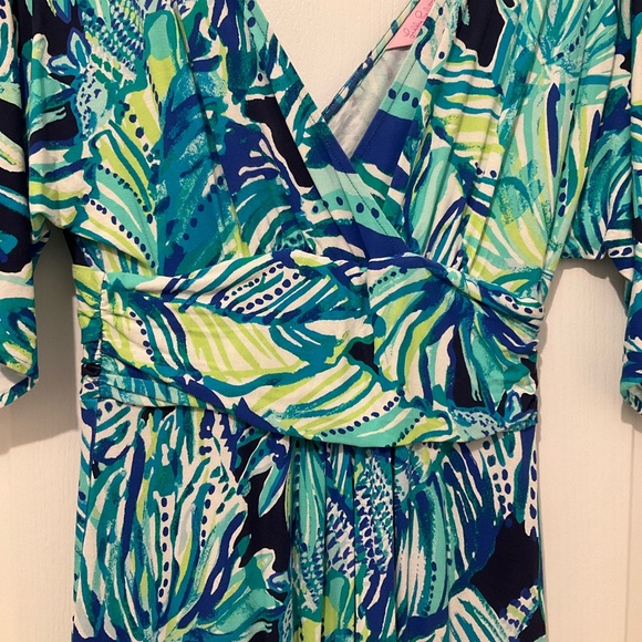 Lilly Pulitzer tropical green size xs floor length sleeved dress - Picture 2 of 4